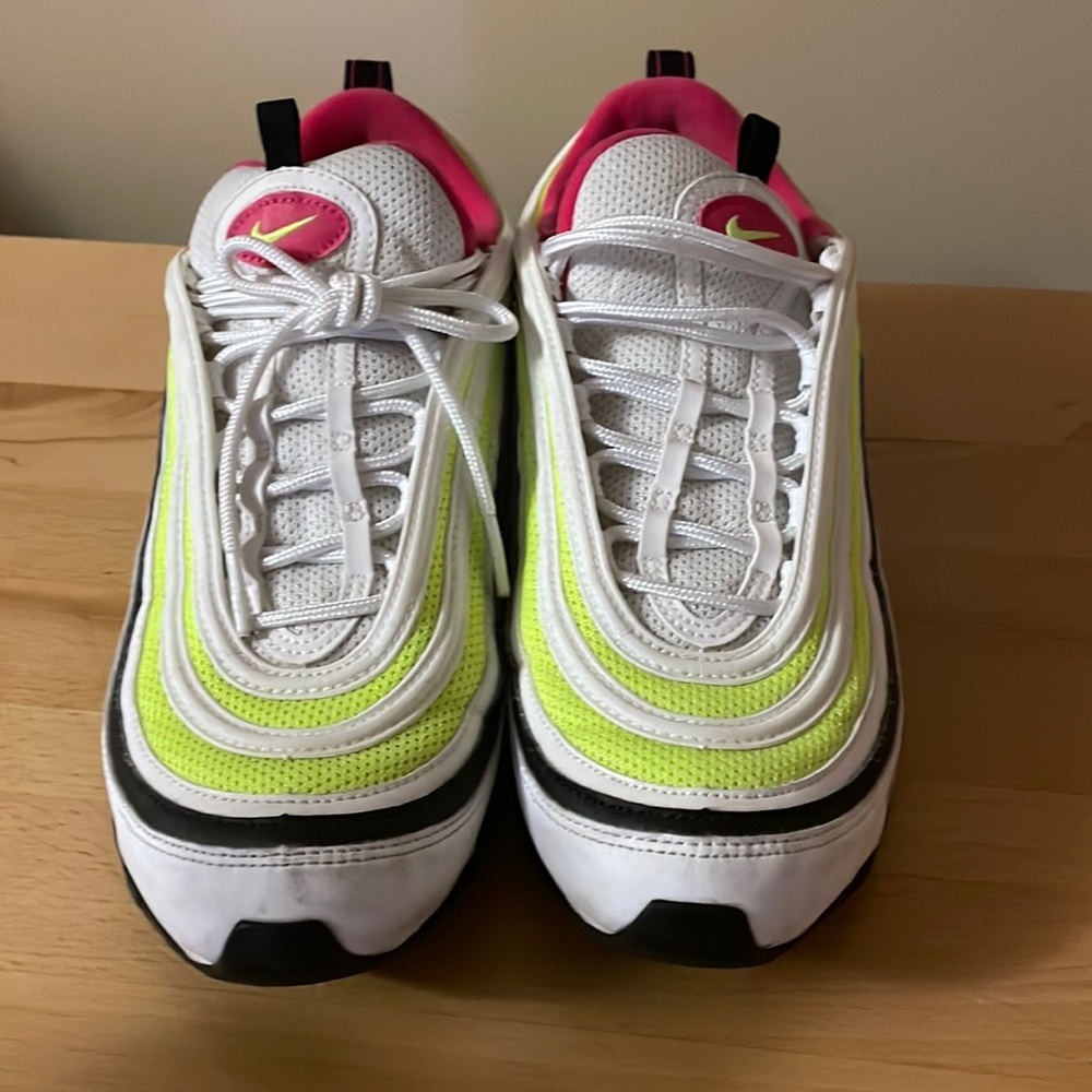 Nike Air Max 97 White Rush Pink Volt CI9871-100 Men’s Sneakers Sz 9